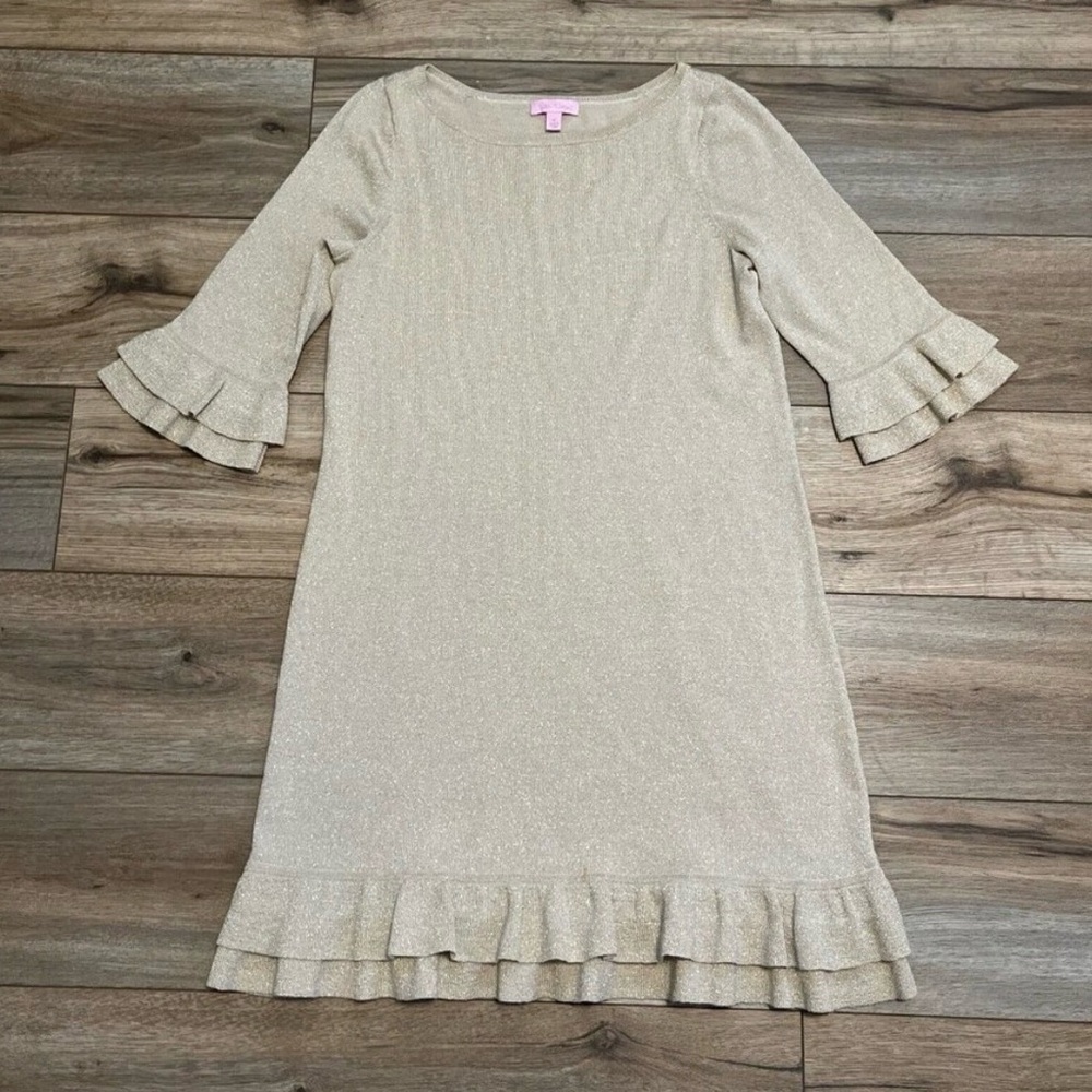 Lilly Pulitzer Sparkle Cream Ruffle Dress